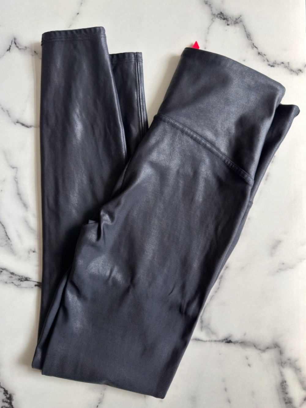 🖤SPANX Faux Leather Leggings XL Black High Rise Sculpting Shaping Vegan Leather - Picture 4 of 12
